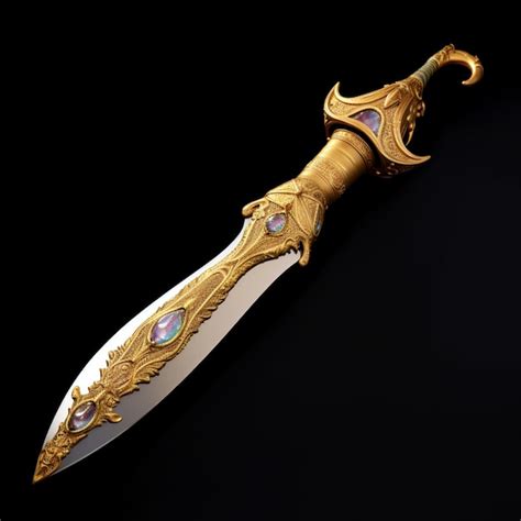 Premium Photo | There is a gold and white dagger with a gold handle ...