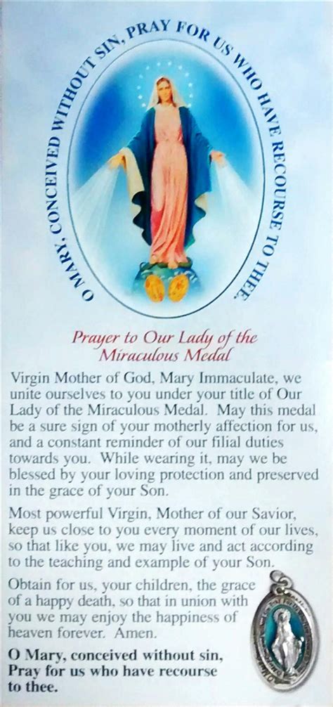 Prayer to Our Lady of the Miraculous Medal Pamphlet with Miraculous Medal