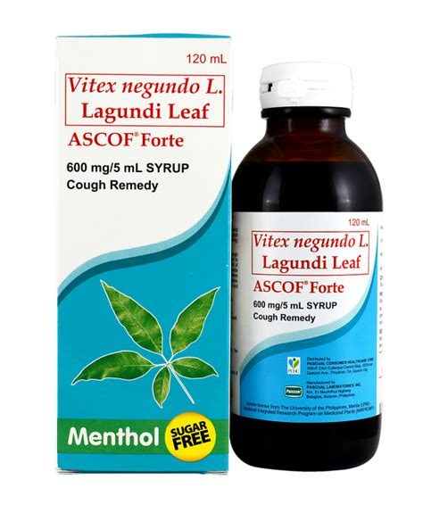 Ascof Forte Vitex Negundo L Lagundi Leaf 600mg5ml 120ml Sugar Free