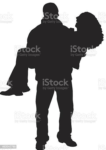 Man Carrying Woman Silhouette Stock Illustration Download Image Now