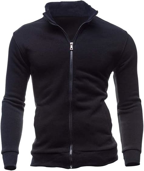 Zip Up Sweatshirts for Men Full Zip Plain Sweatshirt Jackets Mens Sweat ...