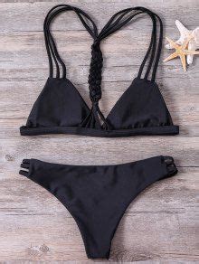 20 OFF 2021 High Cut String Plunge Bikini Set In BLACK ZAFUL