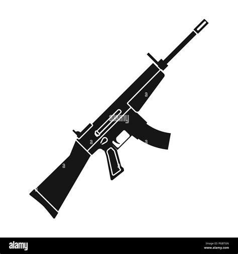 Military Assault Rifle Icon In Black Style Isolated On White Background Military And Army