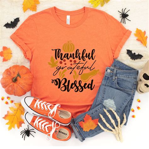 Thankful And Blessed Shirt Fall Shirt Pumpkin Shirt Cute Etsy