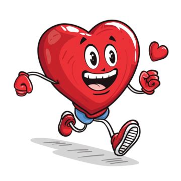 Cartoon Running Heart Character Sport Exercise Cartoon Running Heart