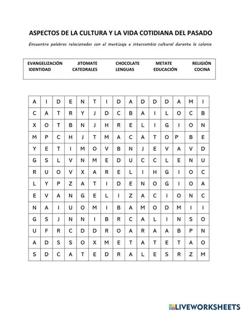 Mestizaje E Intercambio Cultural Worksheet Cuadernos Interactivos