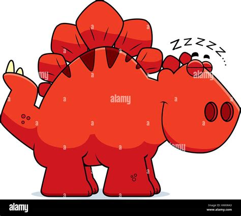 A Cartoon Illustration Of A Stegosaurus Dinosaur Sleeping Stock Vector