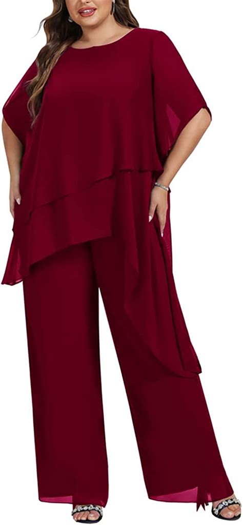 Zongqiven Women S Pcs Plus Size Mother Of The Bride Pant Suits