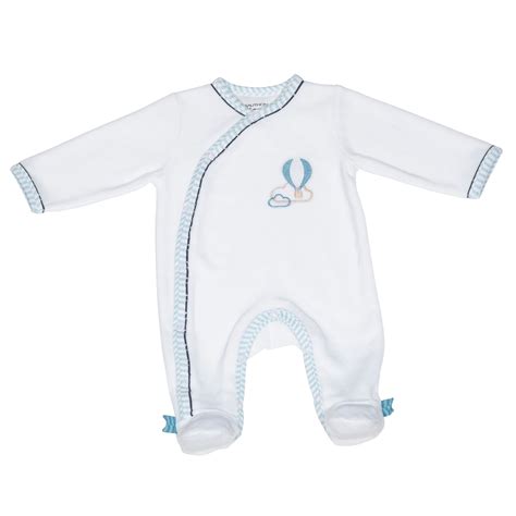 Lazare Pyjama Velours Blanc Bleu Ciel Naissance De Sauthon Baby S Sweet