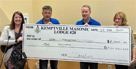 Kemptville Mount Zion Masonic Lodge Makes A Donation And Year