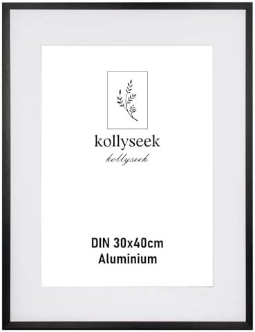 kollyseek Cadre photo en aluminium 30 x 40 cm Noir Métal Avec