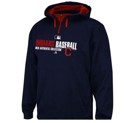 Cleveland Indians Authentic On Field Quarter Zip Hoodie 2xl Navy Mlb Ebay