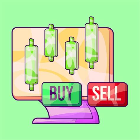 Premium Vector Monitor Screen With Green Candle Stick And Buy Sell Button Stock Market Trading