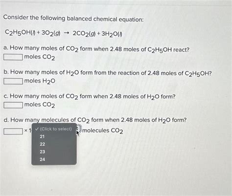 Solved Consider The Following Balanced Chemical Equation Chegg