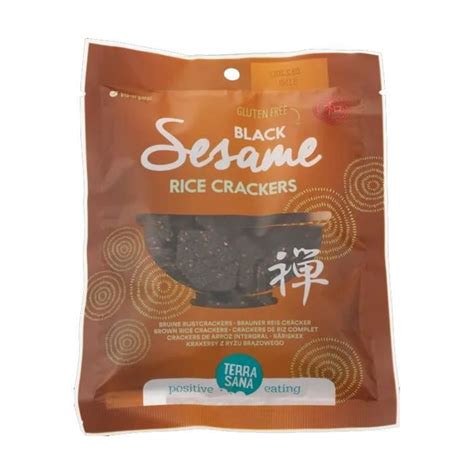 TERRASANA Craquelins de riz brun sans gluten au sésame noir 60 g