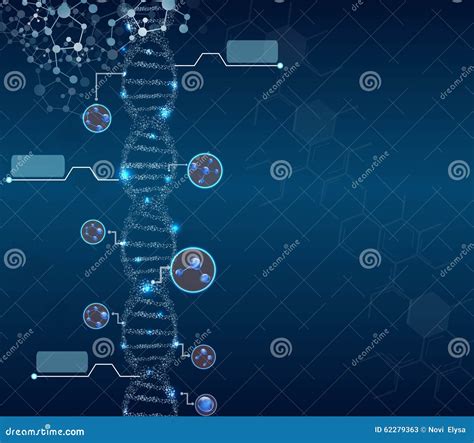 Abstract Concept Biochemie Met Dna Molecule Op Blauwe Achtergrond