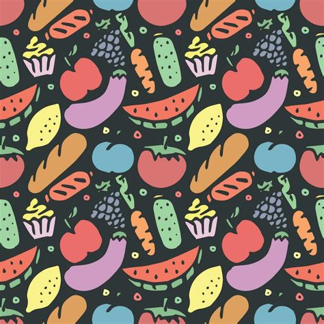 Seamless Food Pattern Drawn Doodle Food Background 31091164 Vector Art