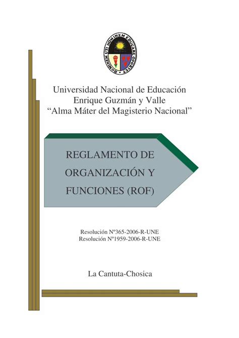 Pdf Reglamento De Organizaci N Y Funciones Rof El Reglamento De