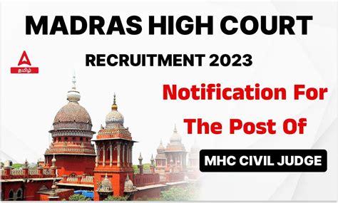 Madras High Court Recruitment 2023 For Post Of Mhc Civil Judge