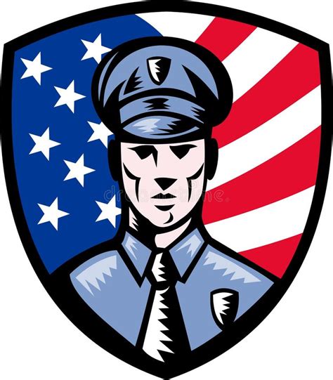 American Security Guard Flag Shield Retro Stock Vector Illustration