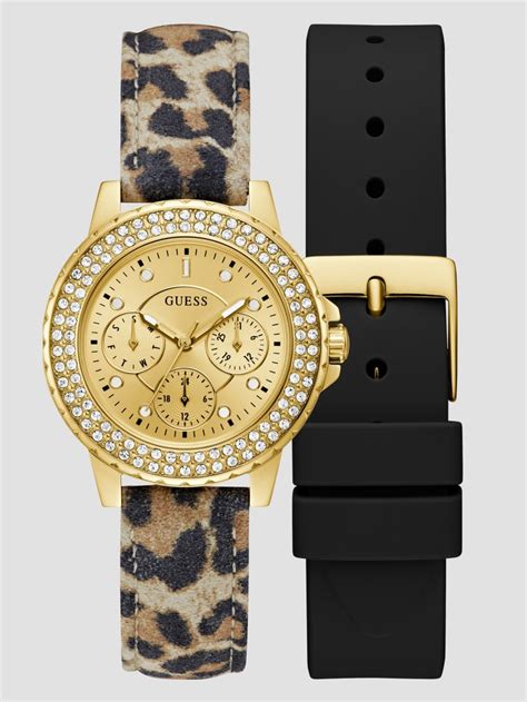 Gold-Tone Leather Multifunction Watch | GUESS