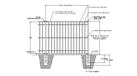 Metal Fence Sectional Elevation Drawing In Dwg File Structure Detail