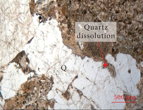 Morphological characteristics of quartz under the microscope. (a ...