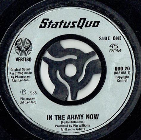 Status Quo In The Army Now Large Centre Vinyl Discogs