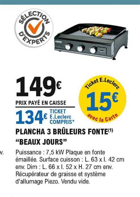 Offre Plancha Bruleurs Fonte Beaux Jours Chez Eleclerc Brico