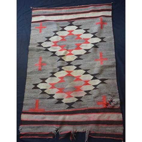 Sold Price Huge Old Navajo Weaving Rug Blanket With Crosses Cross