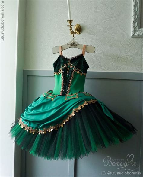 La Esmeralda Ballet Bell Tutu Costume With Emerald Green Gold Brass