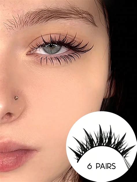 6 Pairs Manga Lashes Anime False Eyelashes Natural Look Fake Lashes Wet