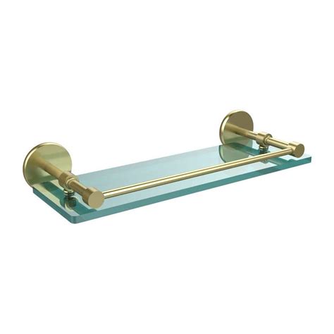 Allied Brass 16 In L X 3 In H X 5 In W Clear Glass Bathroom Shelf With Gallery Rail In Satin