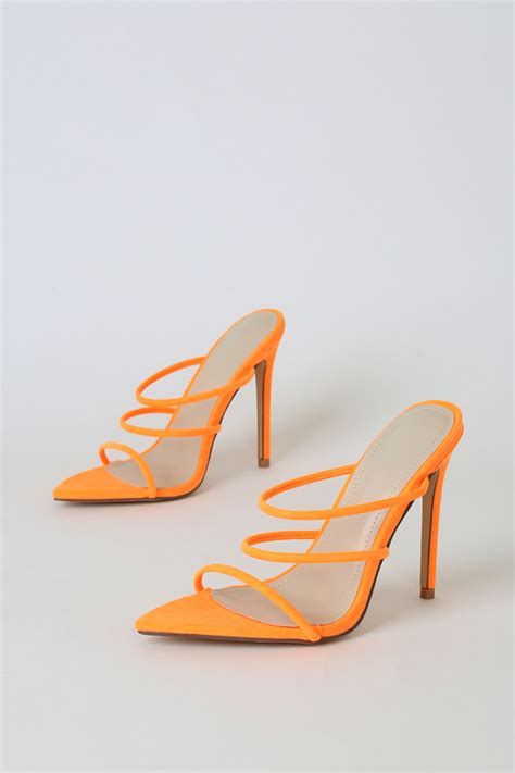 Sexy Orange Heels Pointed Toe Sandals Barely There Heels Lulus