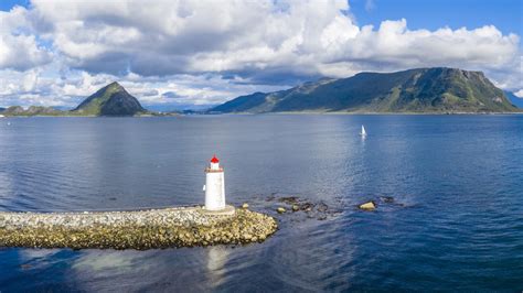 Aerial view of Høgsteinen Lighthouse Godoya Island Alesund Møre og