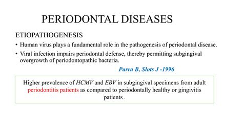 Role Of Virus In Periodontal Disease PPT