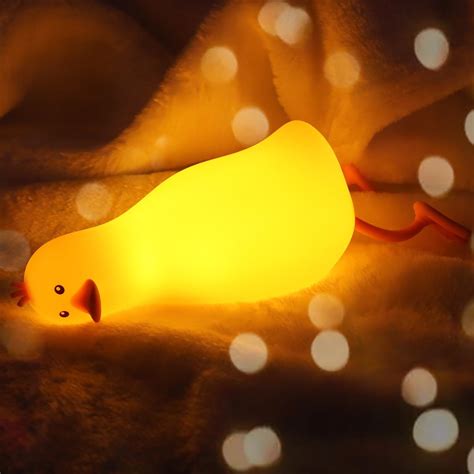 SALUOKE Cute Duck Night Light Squishy Silicone Baby Night Lamp