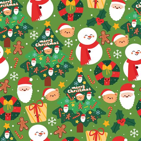 seamless pattern cartoon christmas element. cute christmas wallpaper ...