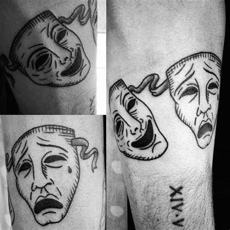 60 Drama Mask Tattoo Designs For Men Theatre Ink Ideas