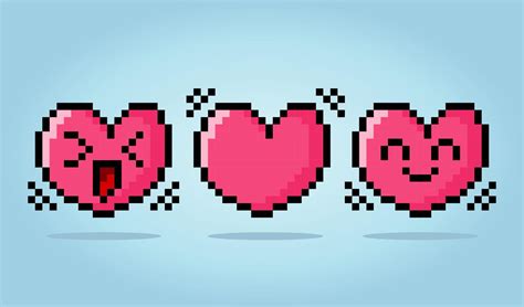 8 Bit Pixel Heart Character Love Icon Couple In Vector Illustrations