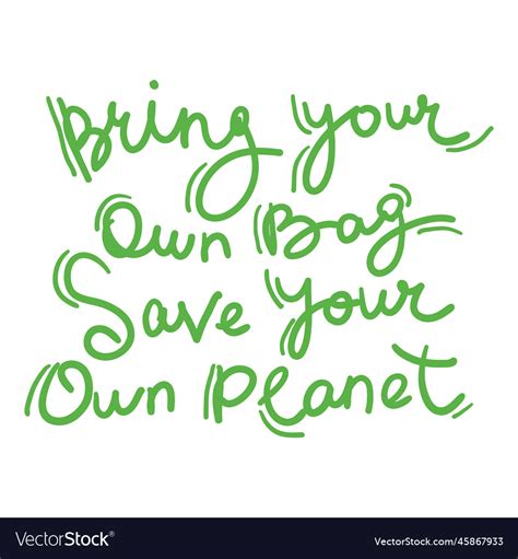 Bring Your Own Bag Save Planet Green Royalty Free Vector