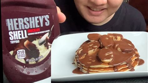 Asmr Pancake With Banana And Hersheys Chocolate Topping Youtube