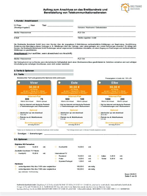 Ausf Llbar Online Auftrag Zum Anschluss An Das Breitbandnetz Und