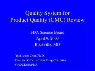 Ppt Pharmaceutical Product Quality Assurance Through Cmc Drug