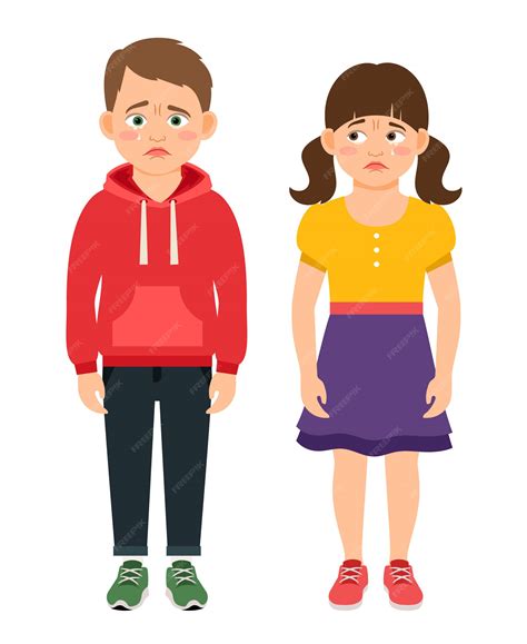 Pleurs Enfants Illustration Vectorielle De Personnages. Enfants Tristes