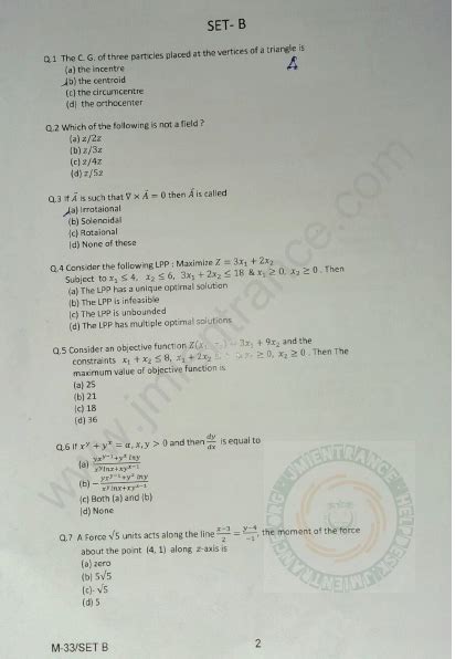 Msc Mathematics Jamia Entrance Question Paper Jmientrance