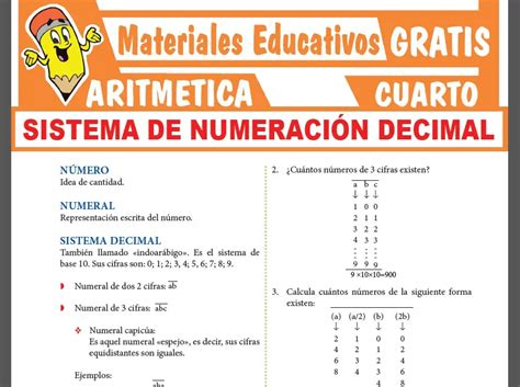 Sistema De Numeraci N Decimal Para Cuarto Grado De Secundaria