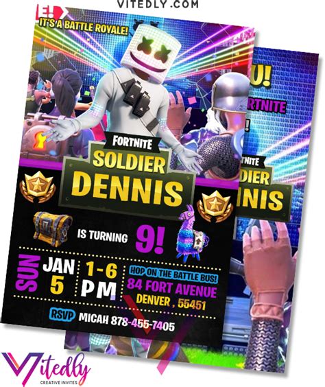 Download Fortnite Birthday Invitation Marshmello D J