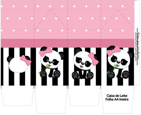 Caixa De Leite Panda Rosa Fazendo A Nossa Festa Festa De Panda