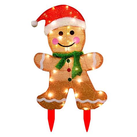 Mubineo Dazzle Bright Christmas Outdoor Decorations, 2-Piece Lighted 2D Gingerbread Man, Pre-Lit ...